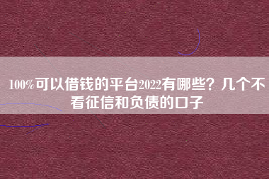 100%可以借钱的平台2022有哪些？几个不看征信和负债的口子