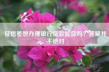 征信差想办理银行贷款能贷吗？答案并不绝对