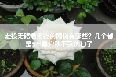 走投无路急用钱的网贷有哪些？几个都是2022黑户秒下款的口子