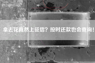 拿去花竟然上征信？按时还款也会查询！