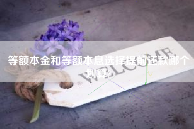 等额本金和等额本息选择提前还款哪个划算?