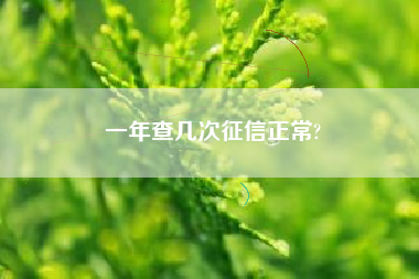 一年查几次征信正常?
