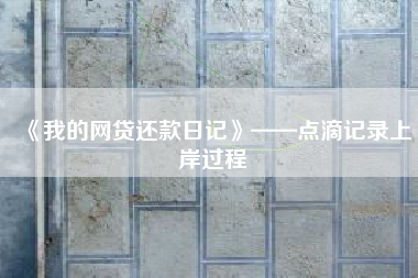 《我的网贷还款日记》——点滴记录上岸过程