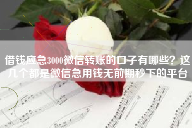 借钱应急3000微信转账的口子有哪些？这几个都是微信急用钱无前期秒下的平台