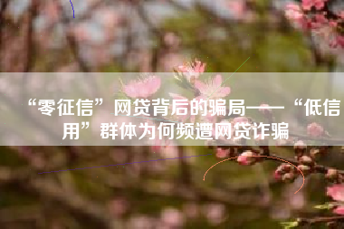 “零征信”网贷背后的骗局——“低信用”群体为何频遭网贷诈骗