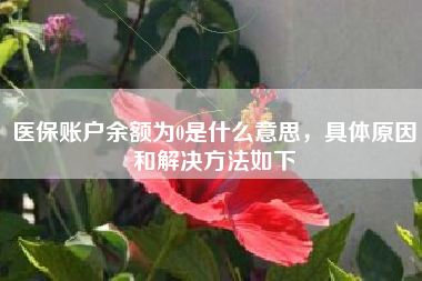 医保账户余额为0是什么意思，具体原因和解决方法如下