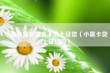 小赢卡贷到底会不会上征信（小赢卡贷上征信吗）