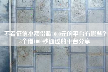 不看征信小额借款1000元的平台有哪些？5个借1000秒通过的平台分享