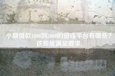 小额借款1000到3000的借钱平台有哪些？这些能满足要求