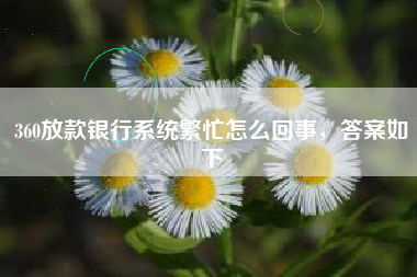 360放款银行系统繁忙怎么回事，答案如下
