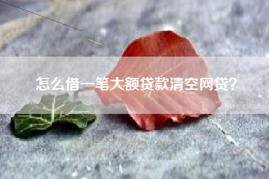 怎么借一笔大额贷款清空网贷？