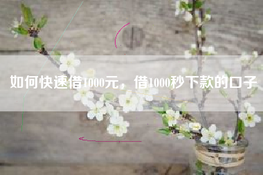 如何快速借1000元，借1000秒下款的口子