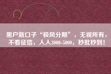 黑户新口子“极风分期”，无视所有，不看征信，人人3000-5000，秒批秒到！