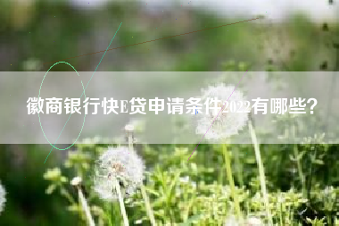 徽商银行快E贷申请条件2022有哪些？