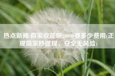 热点新闻:商家收花呗20000要多少费用(正规商家秒提现，安全无风险)