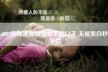 2022双黑逾期微信必下款口子 无视黑白秒下款