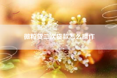 微粒贷二次贷款怎么操作