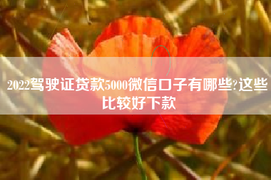 2022驾驶证贷款5000微信口子有哪些?这些比较好下款