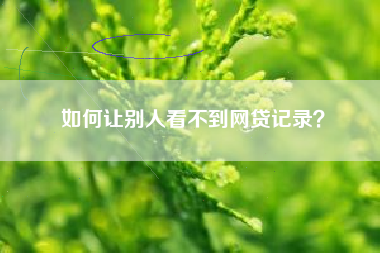 如何让别人看不到网贷记录？