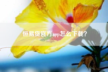 恒易贷官方app怎么下载？