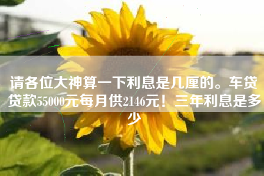 请各位大神算一下利息是几厘的。车贷贷款55000元每月供2146元！三年利息是多少