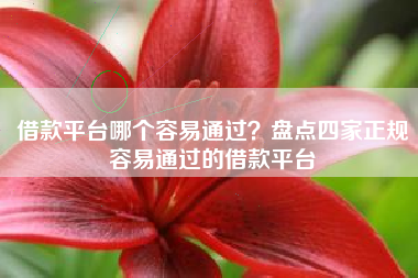 借款平台哪个容易通过？盘点四家正规容易通过的借款平台