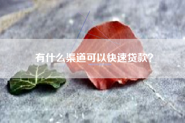 有什么渠道可以快速贷款？