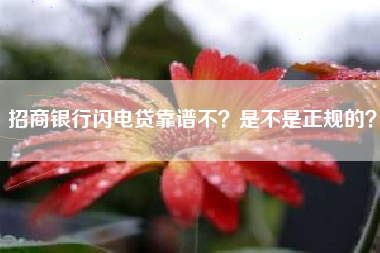 招商银行闪电贷靠谱不？是不是正规的？