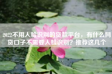 2022不用人脸识别的贷款平台，有什么网贷口子不需要人脸识别？推荐这几个