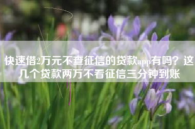 快速借2万元不查征信的贷款app有吗？这几个贷款两万不看征信三分钟到账