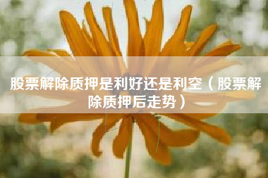 股票解除质押是利好还是利空（股票解除质押后走势）