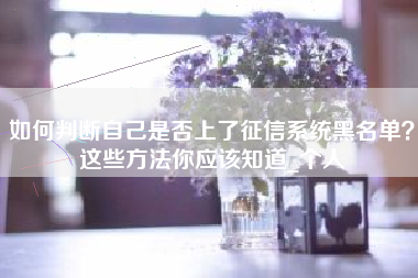 如何判断自己是否上了征信系统黑名单？这些方法你应该知道_个人