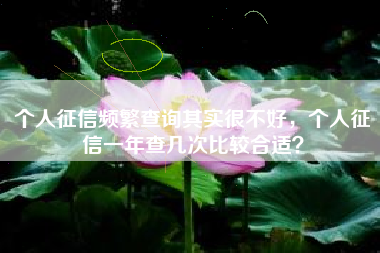 个人征信频繁查询其实很不好，个人征信一年查几次比较合适？