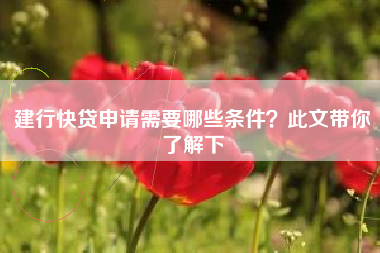 建行快贷申请需要哪些条件？此文带你了解下