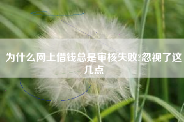 为什么网上借钱总是审核失败?忽视了这几点