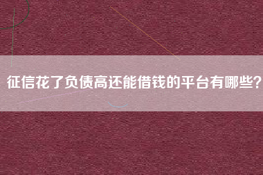 征信花了负债高还能借钱的平台有哪些？