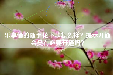 乐享借的随手花下款怎么样？提示开通会员有必要开通吗？
