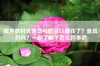 我来数科凭微信号也可以借钱了？是真的吗？一起了解下怎么回事吧