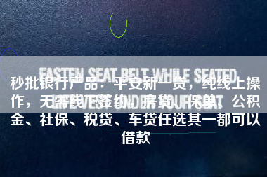 秒批银行产品：平安新一贷，纯线上操作，无需线下签约，房贷、保单、公积金、社保、税贷、车贷任选其一都可以借款