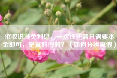 催收说减免利息，一次性还清只需要本金即可，是真的假的？（如何分辨真假）
