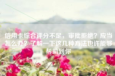 信用卡综合评分不足，审批拒绝？应当怎么办？了解一下这几种方法也许能够帮助到你