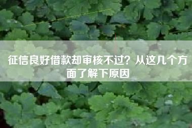 征信良好借款却审核不过？从这几个方面了解下原因