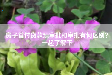 房子首付贷款预审批和审批有何区别？一起了解下