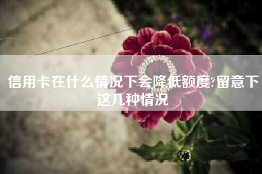 信用卡在什么情况下会降低额度?留意下这几种情况