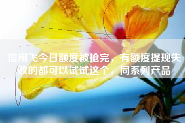 信用飞今日额度被抢完，有额度提现失败的都可以试试这个，同系列产品