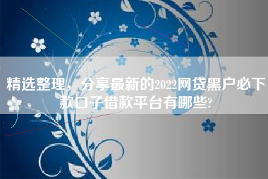 精选整理，分享最新的2022网贷黑户必下款口子借款平台有哪些?