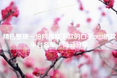 精选整理一份网黑能下款的口子2022借款平台名单，简云分享