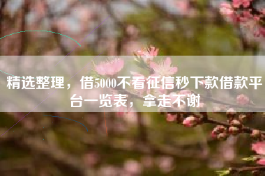 精选整理，借5000不看征信秒下款借款平台一览表，拿走不谢