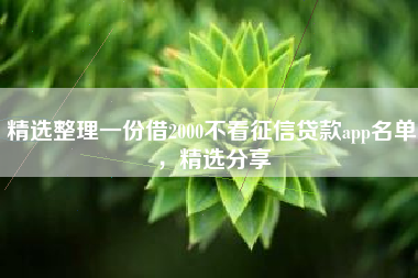 精选整理一份借2000不看征信贷款app名单，精选分享