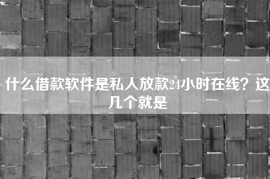 什么借款软件是私人放款24小时在线？这几个就是